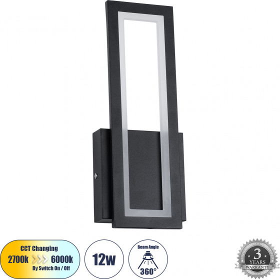 GloboStar Tiara ��������� ������ - ������ Design Led Cct 12W 1440lm 360� Ac 220-240V - �������� �������� ���� �������� On/Off All In One ����� 6000k+������ 4500k+����� 2700k �12.5 x �4 x �32cm - ����� - 3 Years Warranty - (61327)