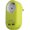 Entac Power Adapter 1 Grounded Socket And 2 Usb (Total 2.1A) Lime - (EPAG-1EE-2USB-L)