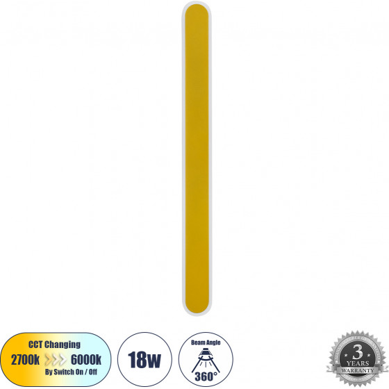 GloboStar Houston ��������� ������ - ������ Design Led Cct 18W 2160lm 360� Ac 220-240V - �������� �������� ���� �������� On/Off All In One ����� 6000k+������ 4500k+����� 2700k �6 x �3 x �60cm - ����� - 3 Years Warranty - (61348)