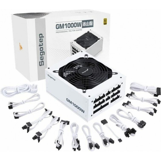 Segotep GM1000W White 80 Plus Gold Certified Full Modular A-Pfc Silent + Pcie 5.0 Adapter 8 to12pIn - (313011004690)