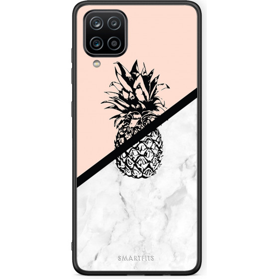 Smartfits Case Hard Samsung Galaxy A12 Marble Pineapple + Ring Holder - (Sa.A12-PinapplMRB@)