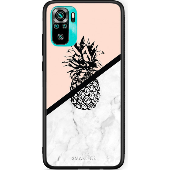Smartfits Case Hard Xiaomi Redmi Note 10/Note 10S Marble Pineapple + Ring Holder - (Xi.RedmNot10-PinapplMRB@)