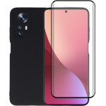 Vivid Set Silicone Matte Case + 3D Curved Tempered Glass Xiaomi 12 Black - (VIMAT225GLASS3DBK)