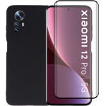 Vivid Set Silicone Matte Case + 3D Curved Tempered Glass Xiaomi 12 Pro Black - (VIMAT226GLASS3DBK)