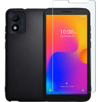 Vivid Set Silicone Matte Case + Tempered Glass Alcatel 1B 2022 Transparent - (VIMAT133BKGLASSTN)