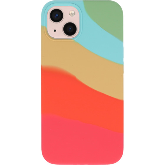 Vivid Silicone Case Liquid Apple iPhone 13 Rainbow Waves - (VISILI196RAINBOWAVES)