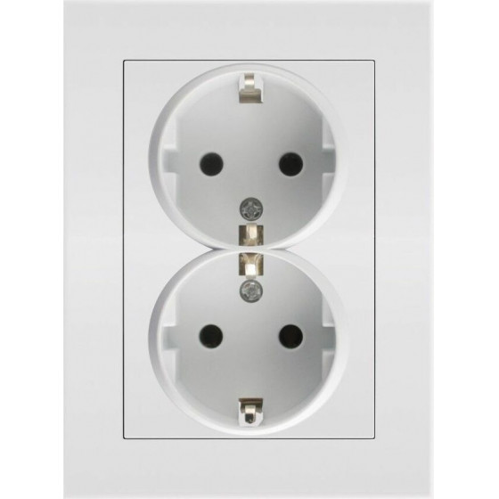 Entac Arnold Recessed Wall Socket 2x Earthed White - (ERWS2E-ARN-W)