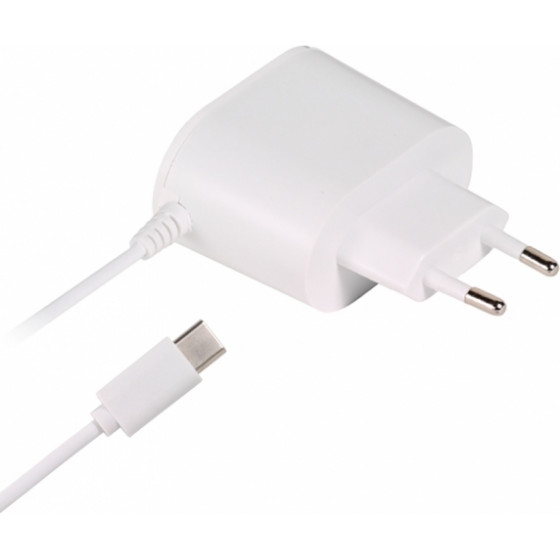 Vivanco Travel Charger 2.4A + Data Cable Type C Fixed 1m White - (62258) - (4008928622584)