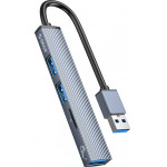Orico Usb Hub AH-A12F, 3x Usb �����, Micro Sd ����, ���� - (AH-A12F-GY-BP)