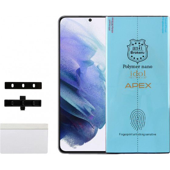 Idol 1991 Apex Polymer Nanotech Film Samsung S21 Plus 5G G996 6.7'' Finger Unlock Full Cover With Installation KIT - (5205308322976)