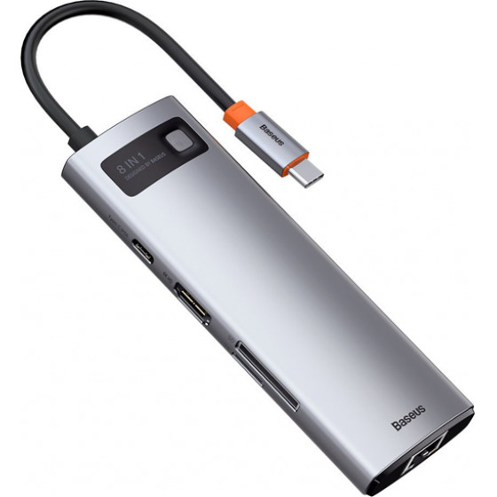 Baseus Multifunctional HUB Docking Station 8 in 1 Type-C Gray - (CAHUB-CV0G)