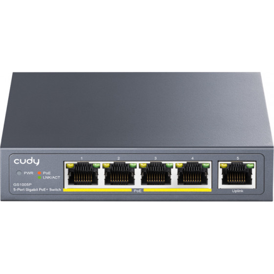 Cudy PoE+ Switch 5-Port 10/100/1000MBps PoE+, 60W - (GS1005P)
