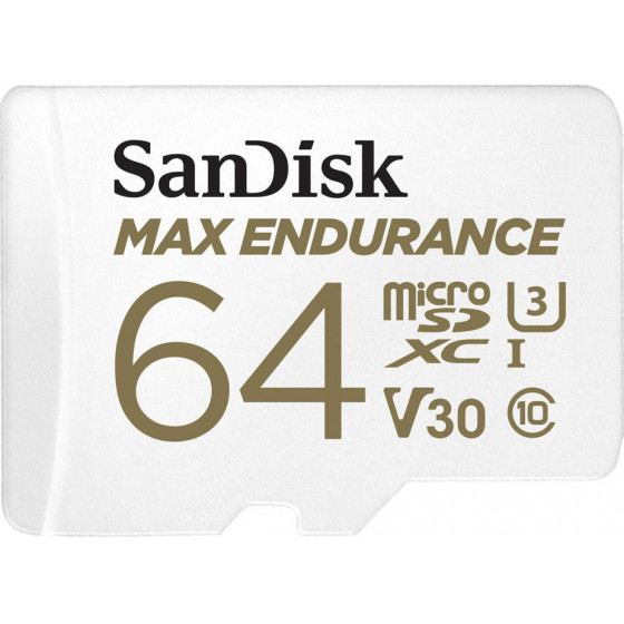Sandisk Max Endurance 64GB Microsdxc Memory Card With Adapter For Home Security Cameras And Dash Cams - (SDSQQVR-064G-GN6IA)