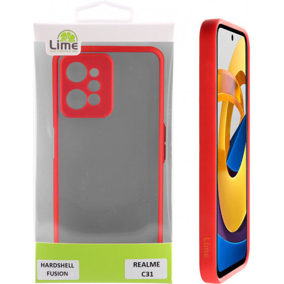 Lime ���� Realme C31 6.5'' Hardshell Fusion Full Camera Protection Black With Red KEYS