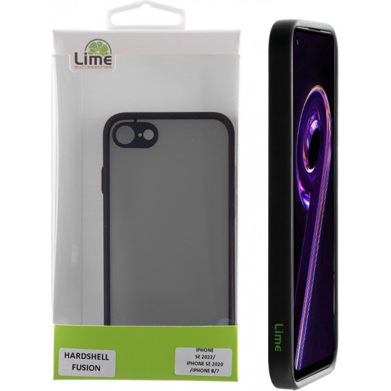 Lime ���� Iphone Iphone Se 2022/Iphone Se 2020/Iphone 8/7 4.7'' Hardshell Fusion Full Camera Protection Black With Red KEYS