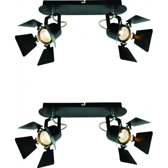 Homelighting GU12015A-2B (x2) Mystik Packet Metal black ceiling lamp with rotating heads+ - (77-8865)