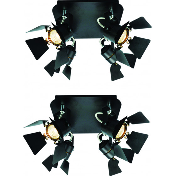 Homelighting GU12015A-4R (x2) Mystik Packet Metal black ceiling lamp with rotating heads+ - (77-8867)