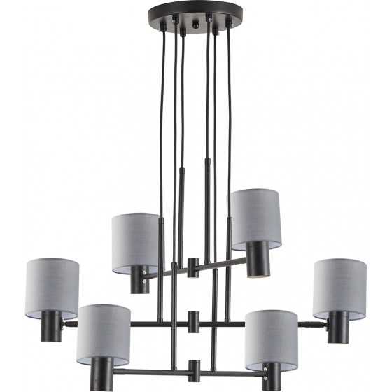 Homelighting SE21-BL-100-SH2 ADEPT BLACK PENDANT GREY SHADE+ - (77-8296)