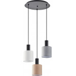 Homelighting SE21-BL-4-3BL-SH123 ADEPT FLEX Black Pendant White, Grey, Brown Fabric Shade+ - (77-8915)