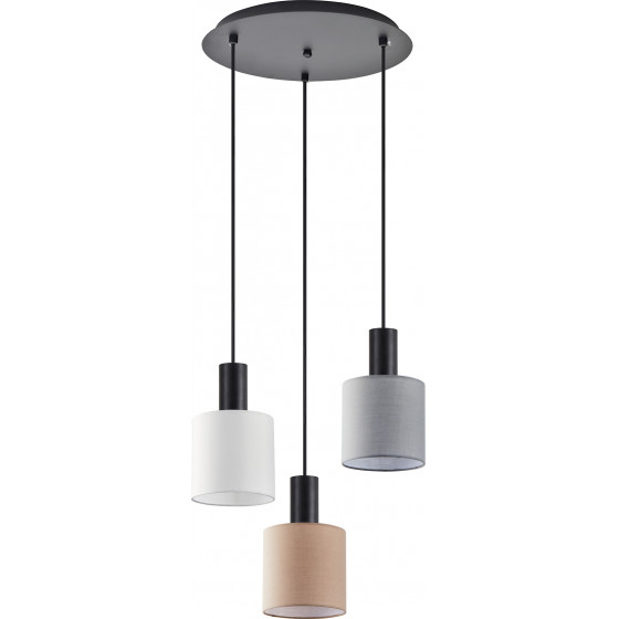 Homelighting SE21-BL-4-3BL-SH123 ADEPT FLEX Black Pendant White, Grey, Brown Fabric Shade+ - (77-8915)