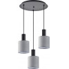 Homelighting SE21-BL-4-3BL-SH2 ADEPT TUBE Black Pendant Grey Fabric Shade+ - (77-8516)