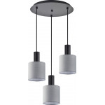 Homelighting SE21-BL-4-3BL-SH2 ADEPT TUBE Black Pendant Grey Fabric Shade+ - (77-8516)