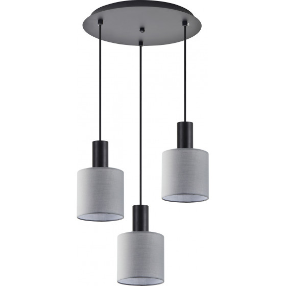 Homelighting SE21-BL-4-3BL-SH2 ADEPT TUBE Black Pendant Grey Fabric Shade+ - (77-8516)