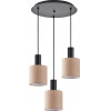 Homelighting SE21-BL-4-3BL-SH3 ADEPT TUBE Black Pendant Brown Fabric Shade+ - (77-8523)