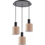 Homelighting SE21-BL-4-3BL-SH3 ADEPT TUBE Black Pendant Brown Fabric Shade+ - (77-8523)