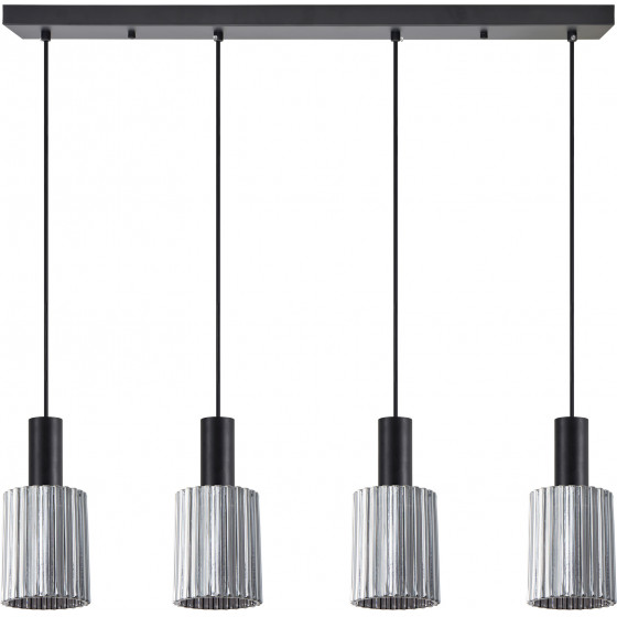 Homelighting SE21-BL-4-4BL-GL1 ADEPT TUBE Black Pendant Smoked Glass+ - (77-8489)