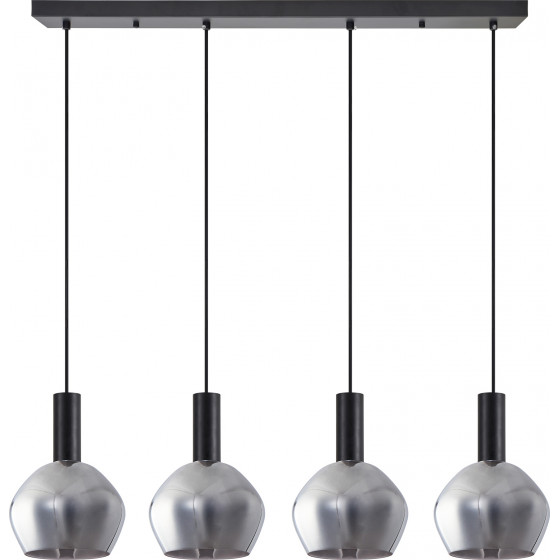 Homelighting SE21-BL-4-4BL-GL2 ADEPT TUBE Black Pendant Smoked Glass+ - (77-8496)