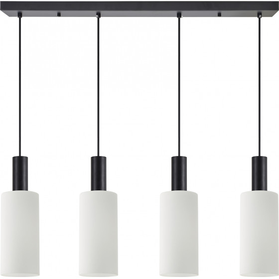 Homelighting SE21-BL-4-4BL-GL3 ADEPT TUBE Black Pendant White Glass+ - (77-8567)