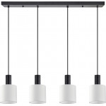Homelighting SE21-BL-4-4BL-SH1 ADEPT TUBE Black Pendant White Fabric Shade+ - (77-8511)