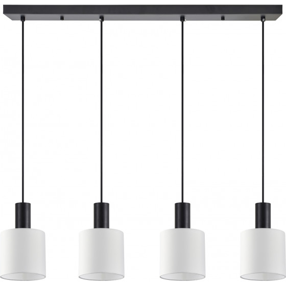 Homelighting SE21-BL-4-4BL-SH1 ADEPT TUBE Black Pendant White Fabric Shade+ - (77-8511)