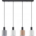Homelighting SE21-BL-4-4BL-SH123 ADEPT FLEX Black Pendant White, Grey, Brown Fabric Shade+ - (77-8917)