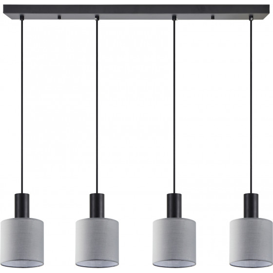 Homelighting SE21-BL-4-4BL-SH2 ADEPT TUBE Black Pendant Grey Fabric Shade+ - (77-8518)