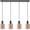 Homelighting SE21-BL-4-4BL-SH3 ADEPT TUBE Black Pendant Brown Fabric Shade+ - (77-8525)