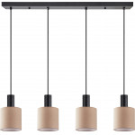 Homelighting SE21-BL-4-4BL-SH3 ADEPT TUBE Black Pendant Brown Fabric Shade+ - (77-8525)