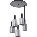 Homelighting SE21-BL-4-5BL-GL1 ADEPT TUBE Black Pendant Smoked Glass+ - (77-8488)