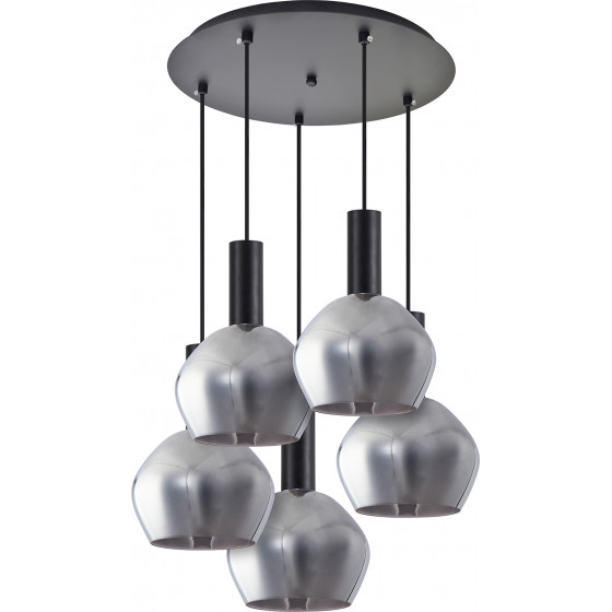 Homelighting SE21-BL-4-5BL-GL2 ADEPT TUBE Black Pendant Smoked Glass+ - (77-8495)