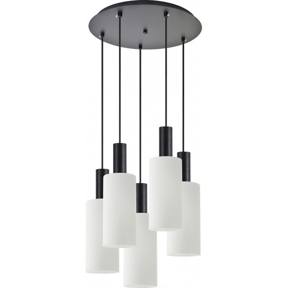 Homelighting SE21-BL-4-5BL-GL3 ADEPT TUBE Black Pendant White Glass+ - (77-8566)