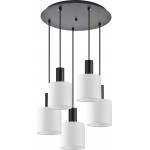 Homelighting SE21-BL-4-5BL-SH1 ADEPT TUBE Black Pendant White Fabric Shade+ - (77-8510)