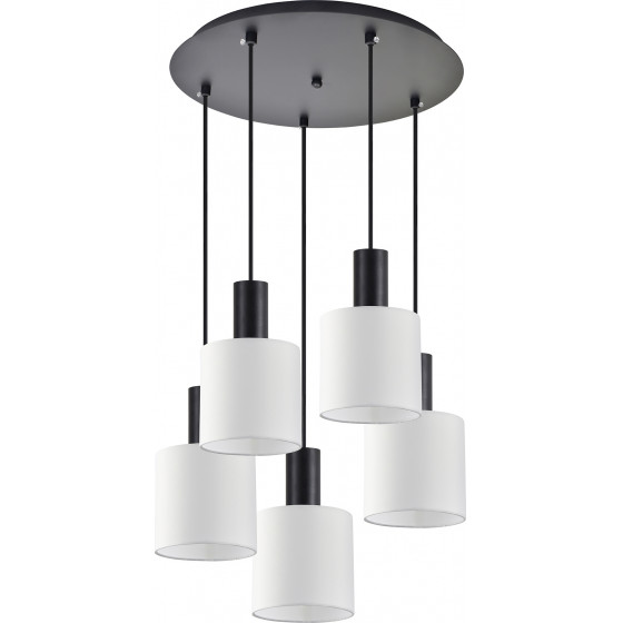 Homelighting SE21-BL-4-5BL-SH1 ADEPT TUBE Black Pendant White Fabric Shade+ - (77-8510)