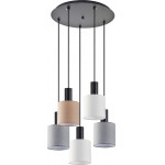 Homelighting SE21-BL-4-5BL-SH123 ADEPT FLEX Black Pendant White, Grey, Brown Fabric Shade+ - (77-8916)