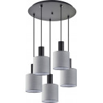 Homelighting SE21-BL-4-5BL-SH2 ADEPT TUBE Black Pendant Grey Fabric Shade+ - (77-8517)