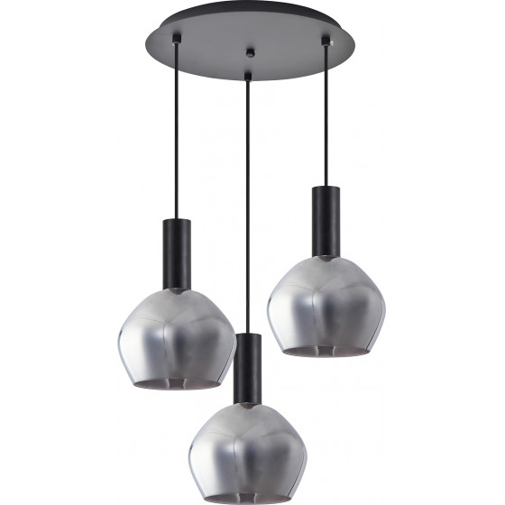 Homelighting SE21-BL-4-3BL-GL2 ADEPT TUBE Black Pendant Smoked Glass+ - (77-8494)