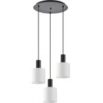 Homelighting SE21-BL-4-3BL-SH1 ADEPT TUBE Black Pendant White Fabric Shade+ - (77-8509)