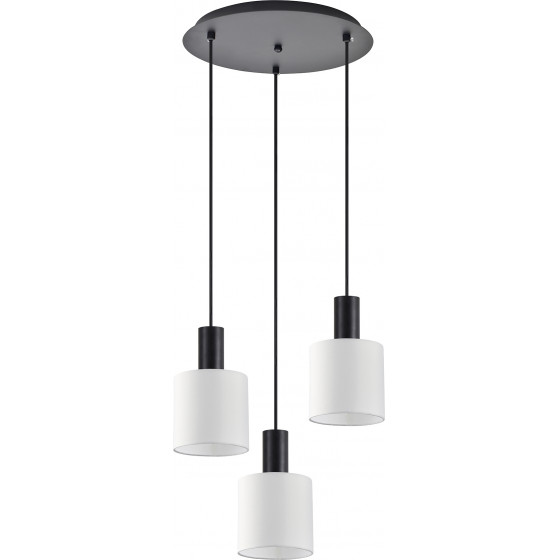 Homelighting SE21-BL-4-3BL-SH1 ADEPT TUBE Black Pendant White Fabric Shade+ - (77-8509)