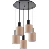 Homelighting SE21-BL-4-5BL-SH3 ADEPT TUBE Black Pendant Brown Fabric Shade+ - (77-8524)