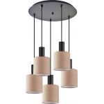 Homelighting SE21-BL-4-5BL-SH3 ADEPT TUBE Black Pendant Brown Fabric Shade+ - (77-8524)